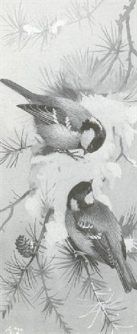 archibald thorburn a pair of coal tits A4 Photo Print