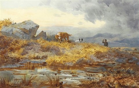 archibald thorburn a sportsman and setters on point A4 Photo Print