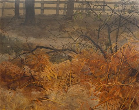 archibald thorburn autumnal study with a fence in the backgrond A4 Photo Print