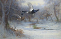 archibald thorburn blackcock and grouse in flight winter A4 Photo Print