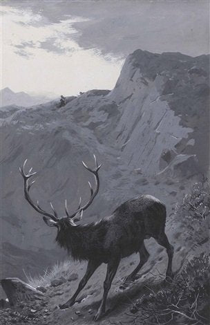archibald thorburn death of the thirteen pointer A4 Photo Print