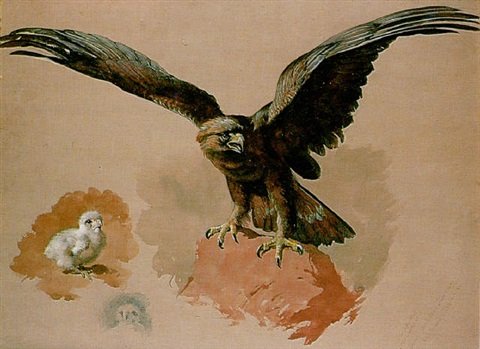 archibald thorburn golden eagle and chick A4 Photo Print