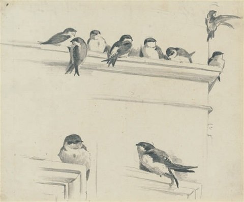 archibald thorburn house martins study A4 Photo Print