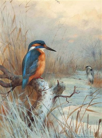 archibald thorburn on the river winter A4 Photo Print