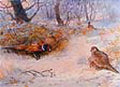 archibald thorburn pheasants in a winter landscape A4 Photo Print