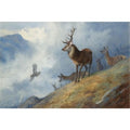 archibald thorburn red deer watching a golden eagle hunt ptarmigan A4 Photo Print