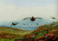 archibald thorburn red grouse in flight over moorland A4 Photo Print
