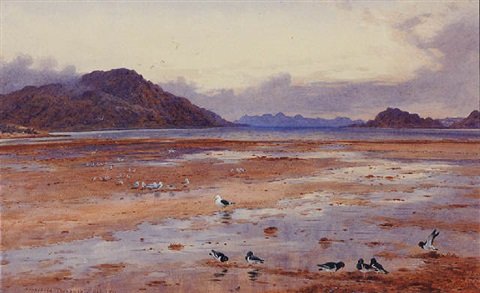 archibald thorburn sunset over rum from sandaig bay knoydart A4 Photo Print