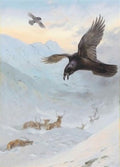 archibald thorburn watching the drift   pencil sketch of same 2 works A4 Photo Print