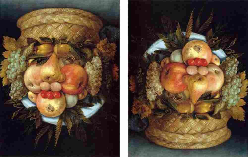 arcimboldo head with basket of fruit Art A4 Photo Print