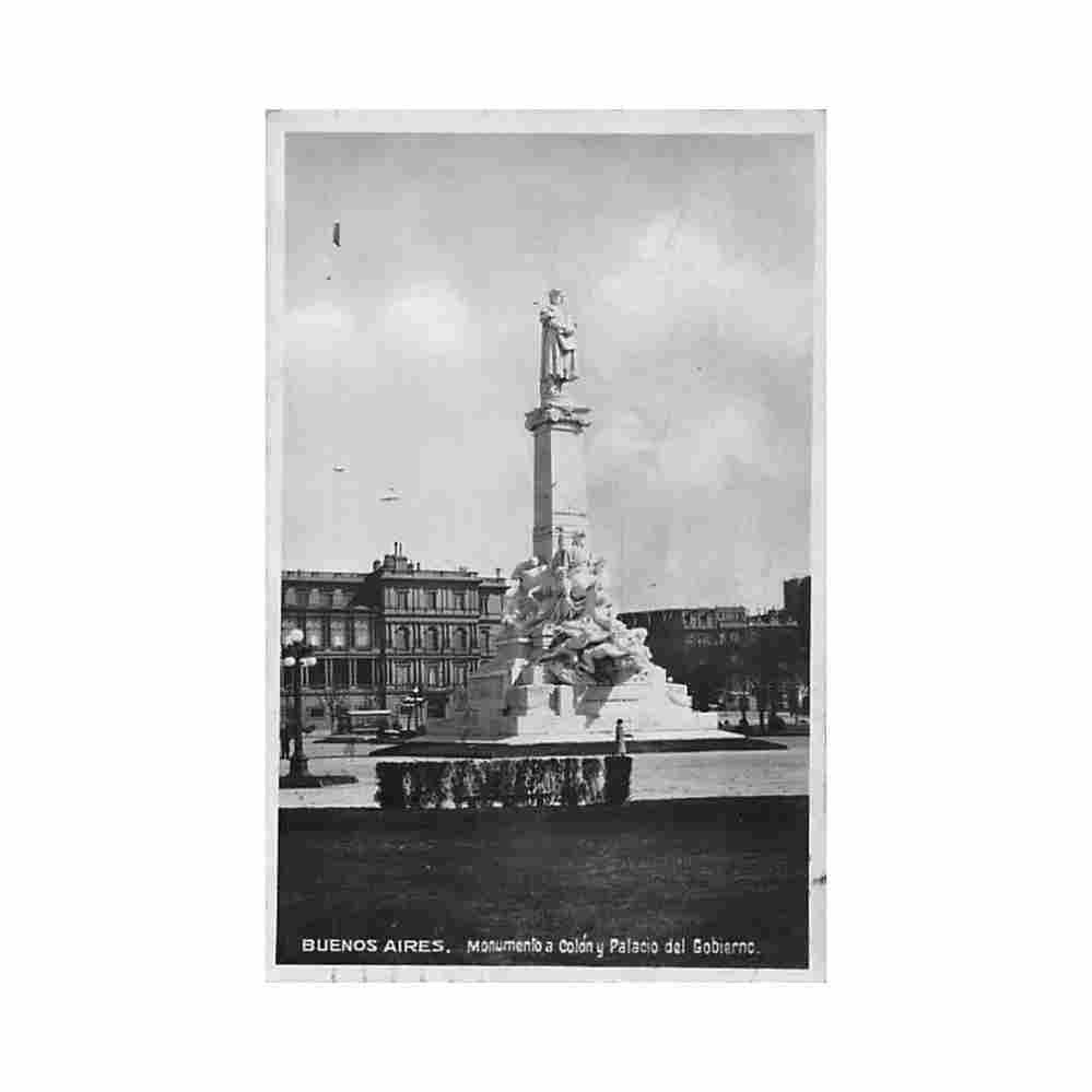 argentina buenos aires monumento a colon y palacio del gobierno ed desconocido Vintage A4 Photo Print