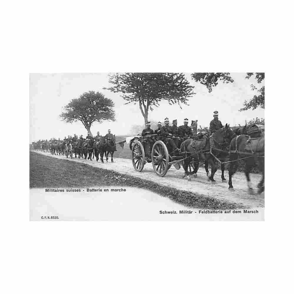 armee suisse militaires suisses batterie en marche schweiz militar feldbatterie auf dem marsch ed comptoir de t Vintage A4 Photo Print