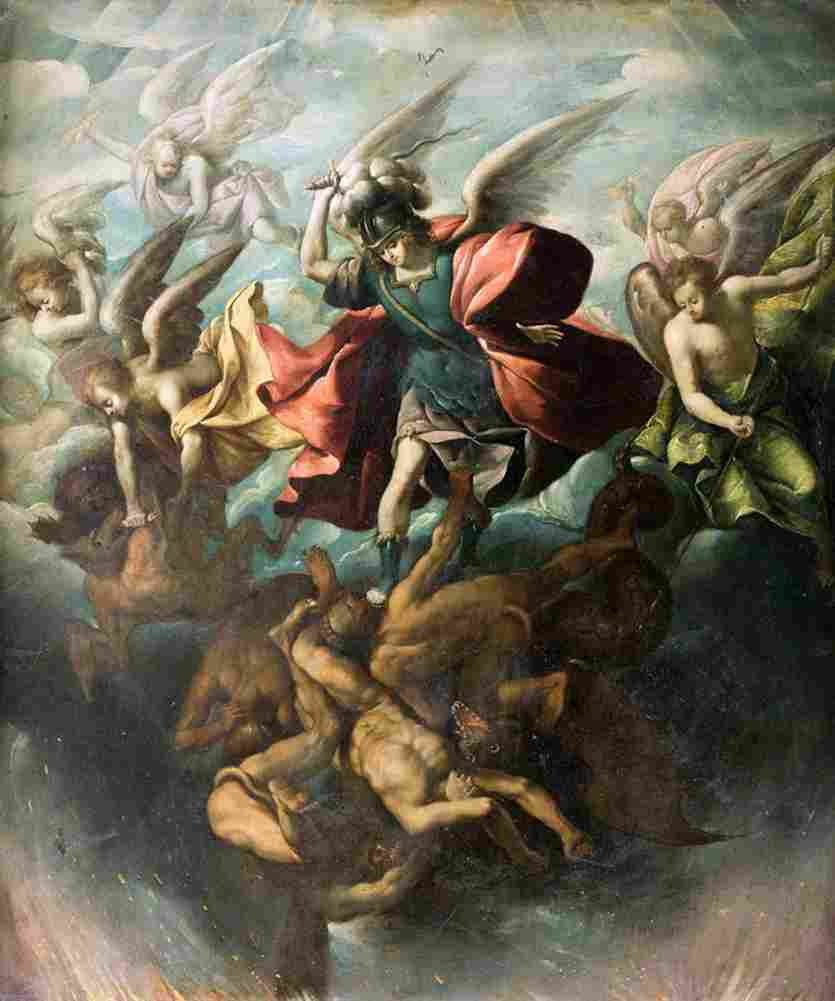 arteaga saint michael fighting with rebellious angels Art A4 Photo Print