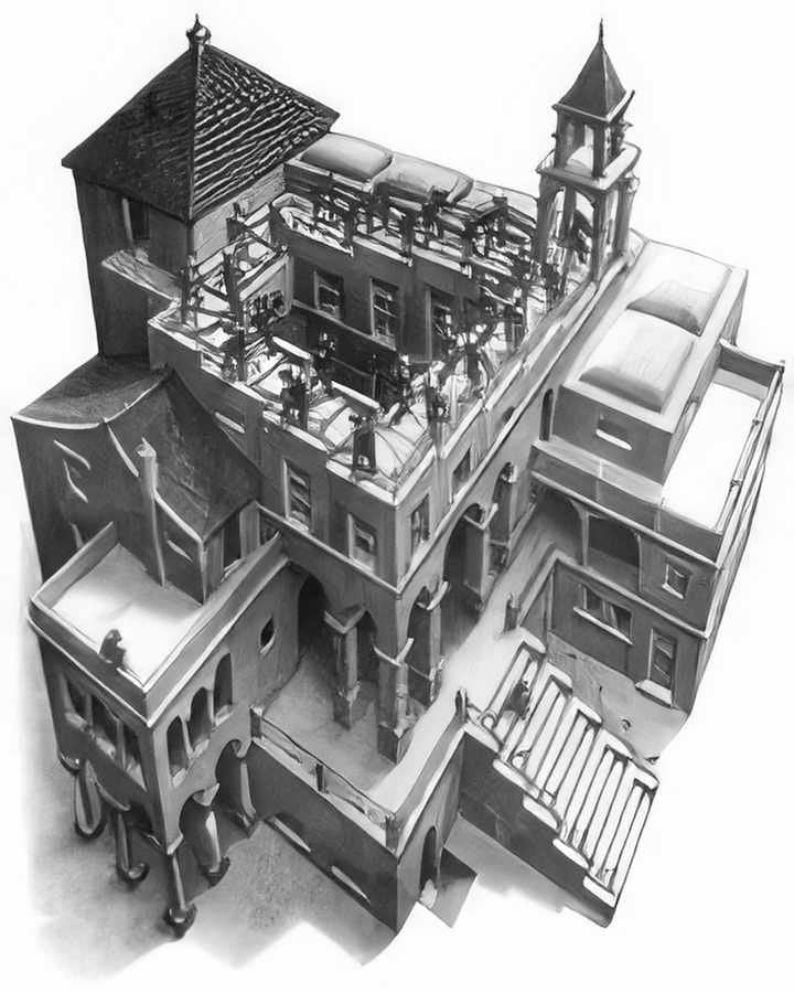 ascending descending mc escher 1960 A4 Photo Print