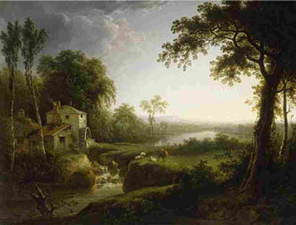 ash Cattle by a Watermill Art A4 Photo Print