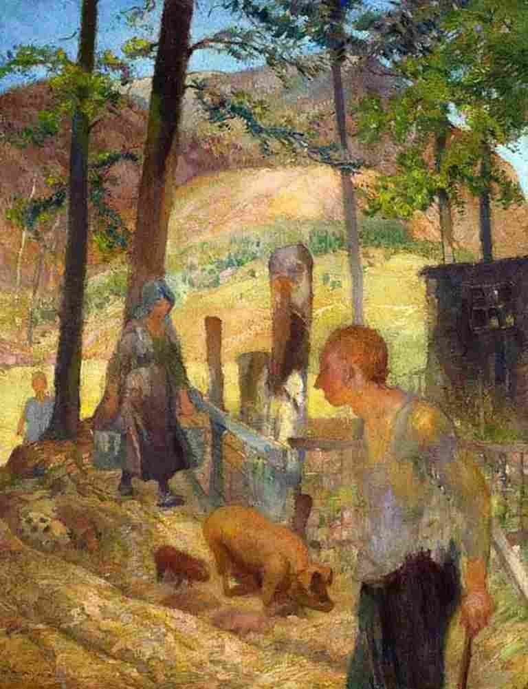 ashe Feeding the Pigs Art A4 Photo Print