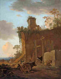 asselyn drovers cattle and sheep beside ruins Art A4 Photo Print