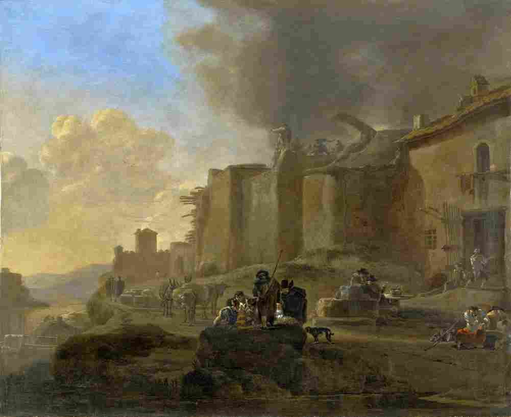 asselyn peasants by a river bank Art A4 Photo Print