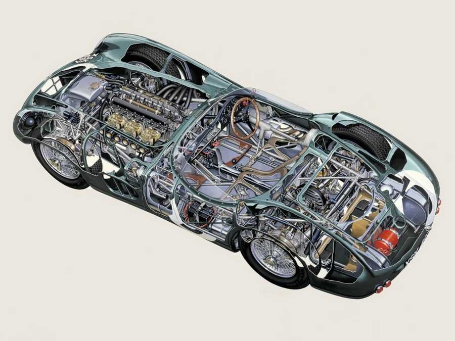 aston martin dbr1 1957 cutaway A4 Photo Print