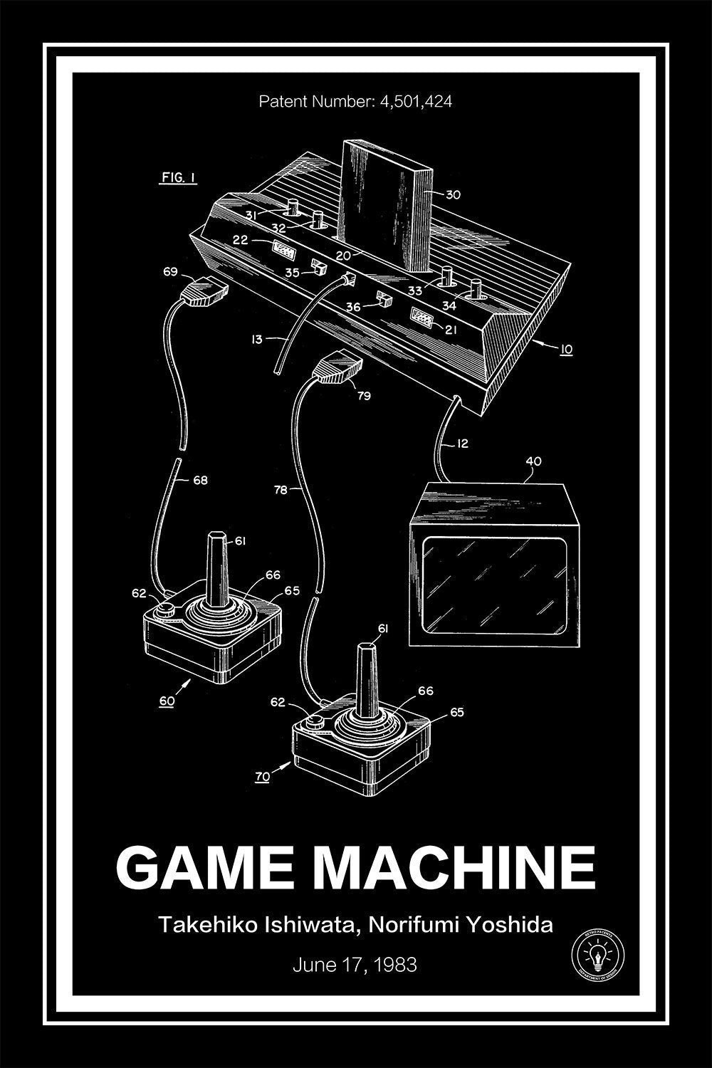 atari patent print black A4 Photo Print