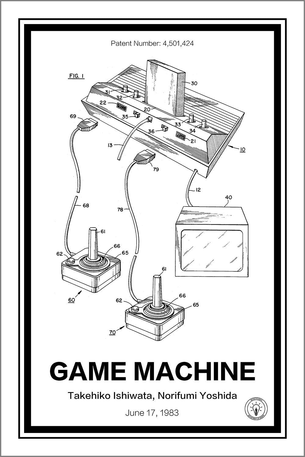 atari patent print white A4 Photo Print