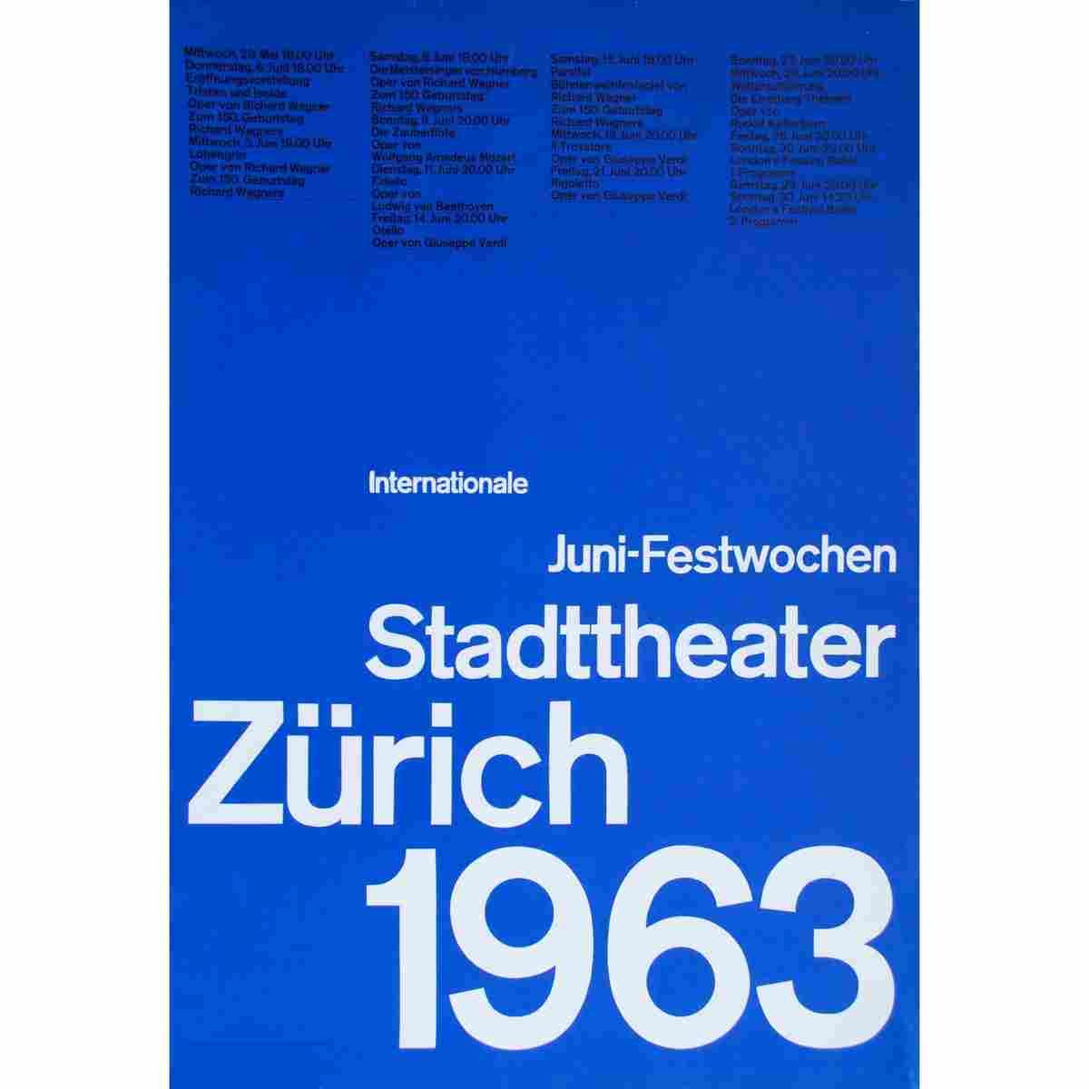 atelier mueller brockmann juni festwochen zuerich 1963 2 Advert A4 Photo Print