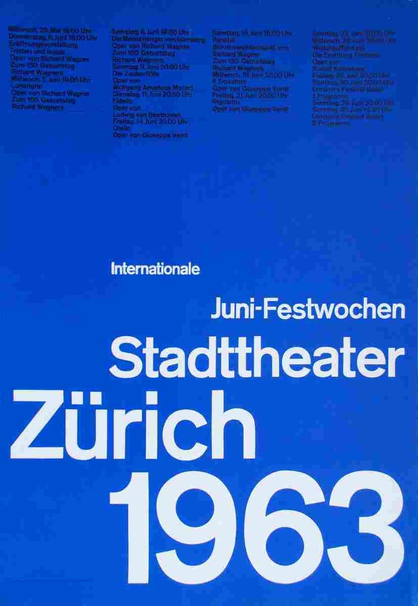 atelier mueller brockmann juni festwochen zuerich 1963 4 Advert A4 Photo Print