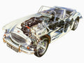 austin healey 3000 cutaway A4 Photo Print