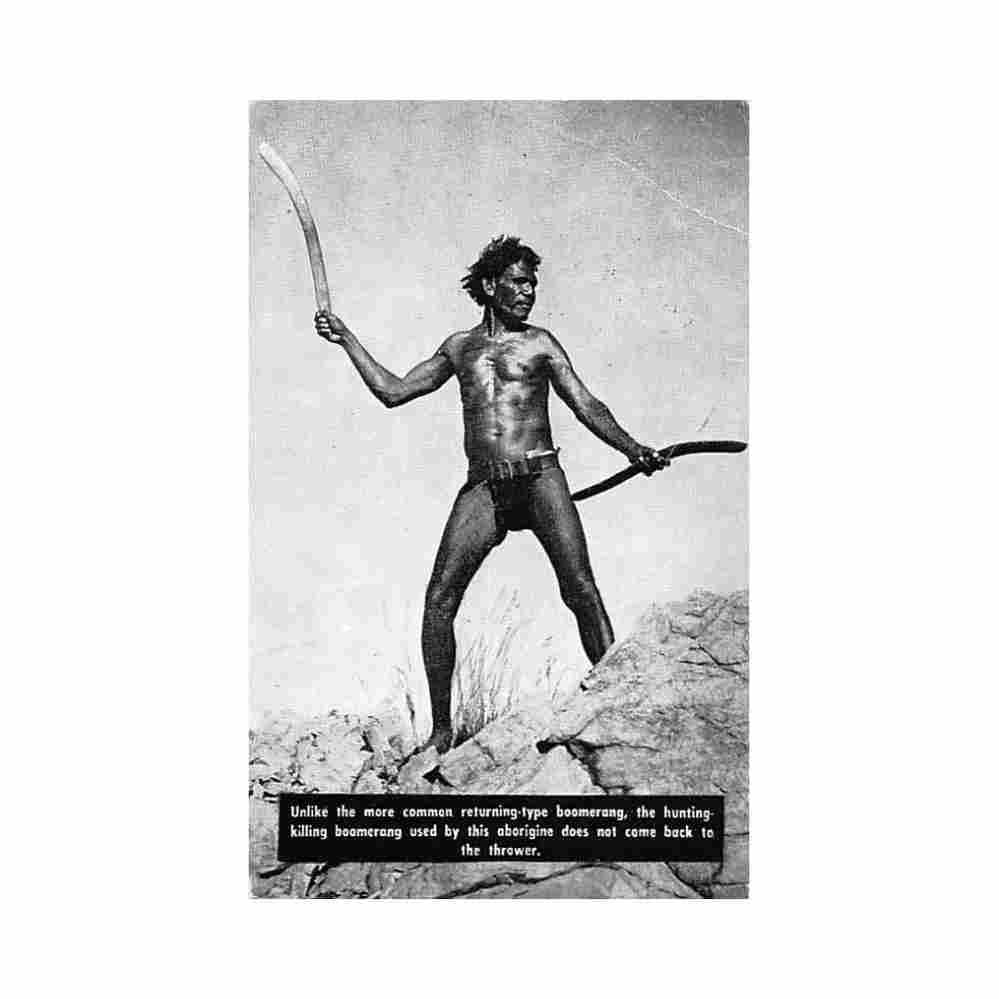 australia aborigine with the hunting killing boomerang temperley industries 1007 Vintage A4 Photo Print