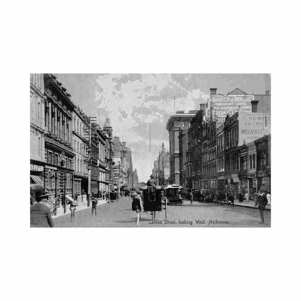 australia melbourne vic collins street looking west Vintage A4 Photo Print