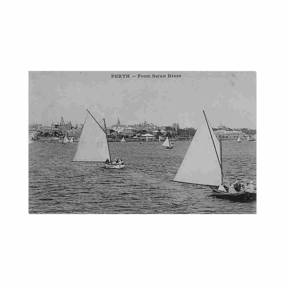 australia perth wa from swan river messageries maritimes Vintage A4 Photo Print