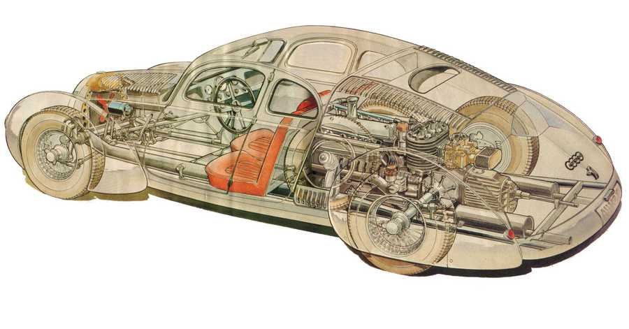 auto union p52 supercar 1936 cutaway A4 Photo Print