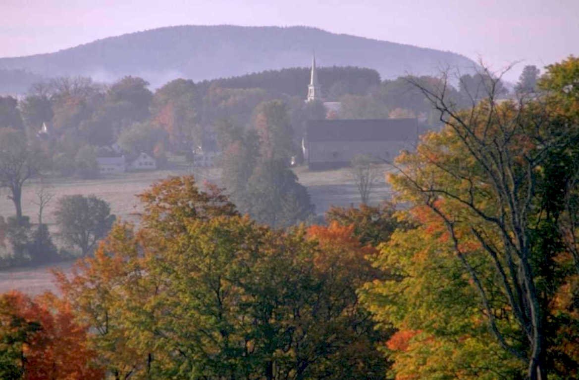 autumn church hills 1980s 1990s A4 Photo Print