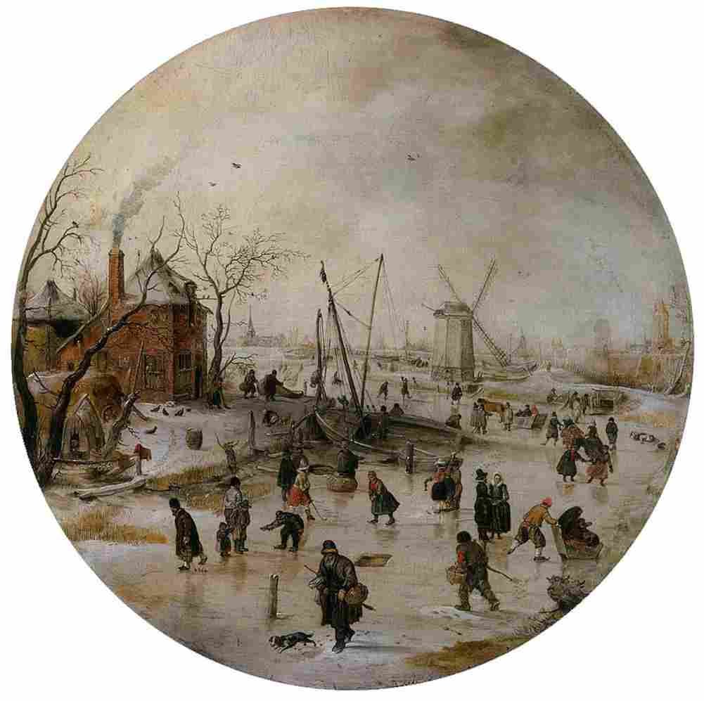 avercamp frozen river with skaters Art A4 Photo Print