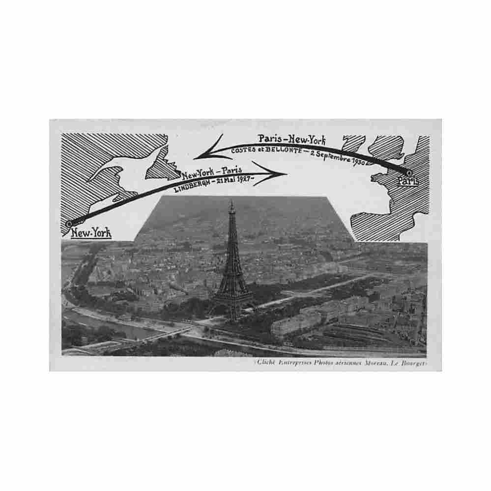 aviation new york city paris lindbergh 21st may 1927 eiffel tower Vintage A4 Photo Print