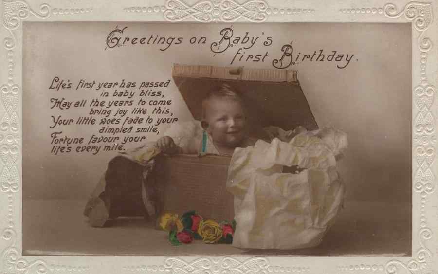 baby wrapped up in a box baby s first birthday 135590 A4 Photo Print