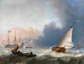 back Rough sea with a Dutch Yacht under Sail Art A4 Photo Print
