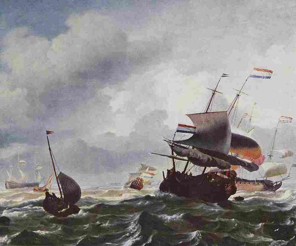 back Ships in the Storm Art A4 Photo Print