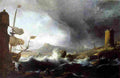 back Stormy sea on mountainous coast Art A4 Photo Print