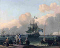 back The Y at Amsterdam with the frigate De Ploeg Art A4 Photo Print