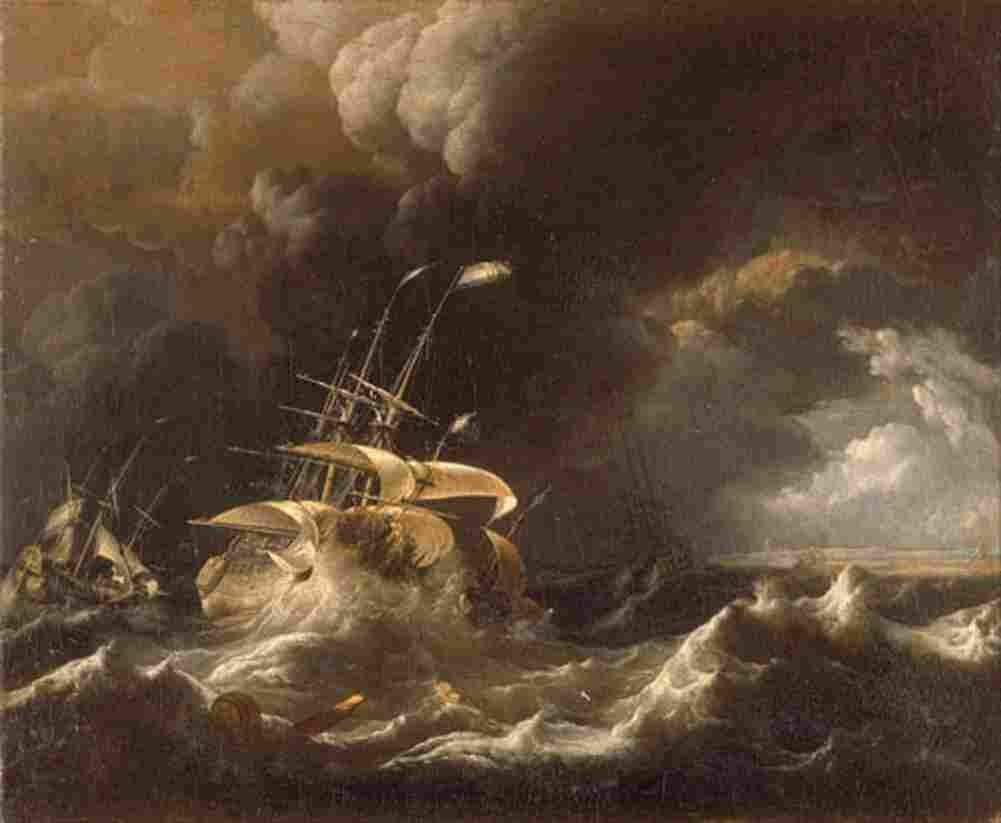 backhuysen dutch merchant ships in a storm Art A4 Photo Print