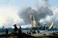 backhuysen dutchman embarking onto a yacht Art A4 Photo Print