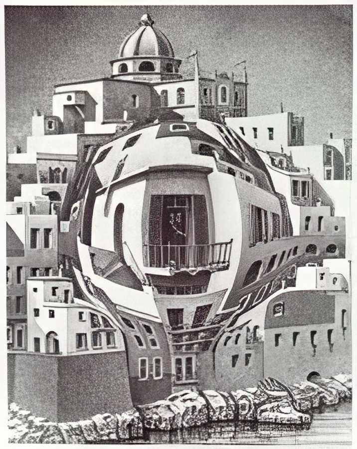 balcony mc escher A4 Photo Print