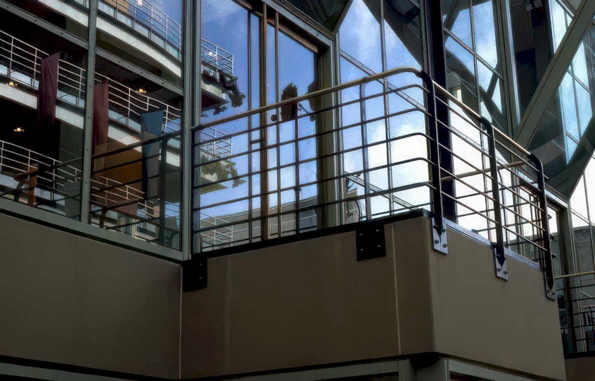 balcony reflection office Vintage A4 Photo Print