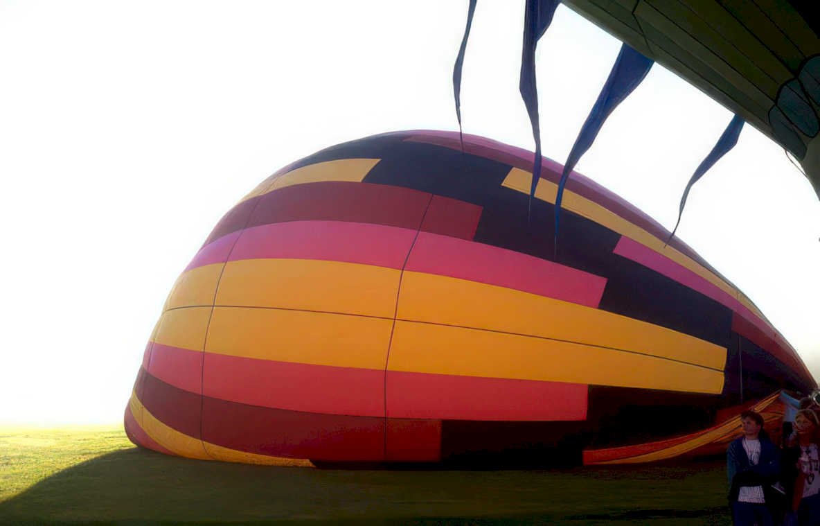 balloon sunrise field Vintage A4 Photo Print
