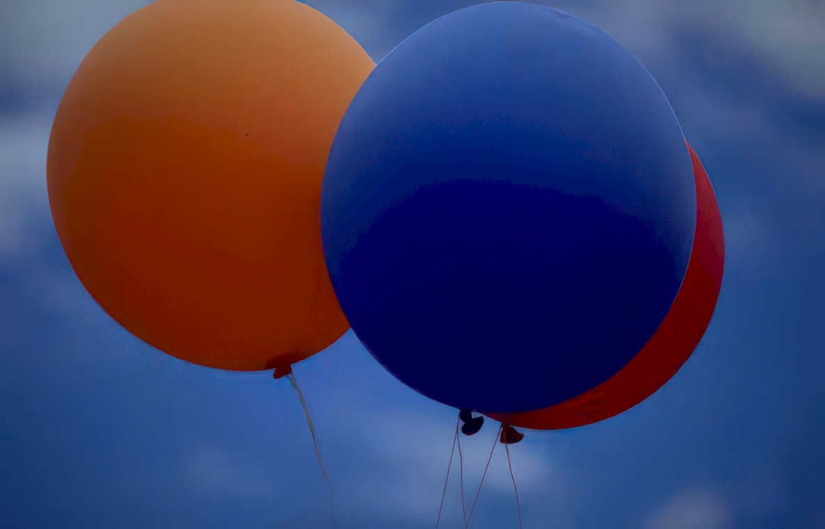 balloons blue orange Vintage A4 Photo Print