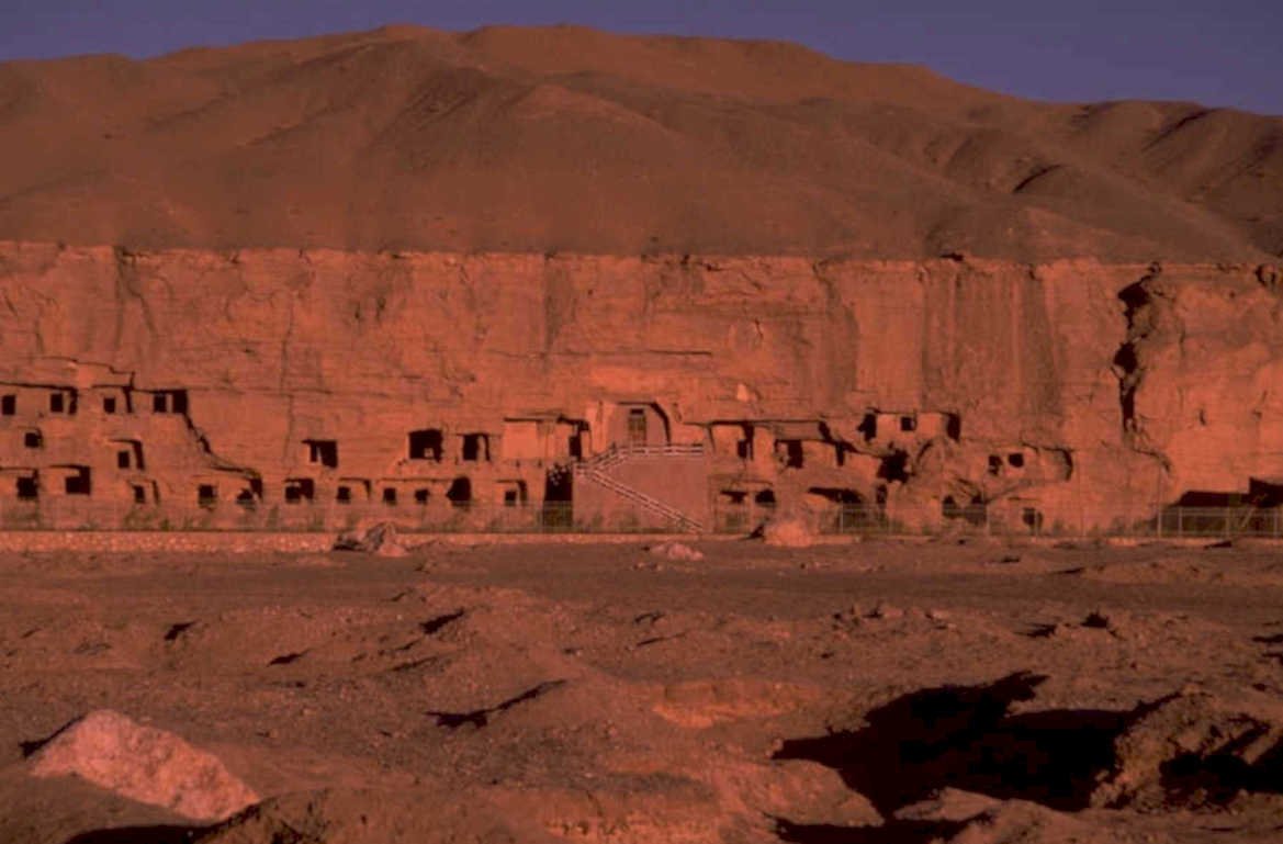 bamiyan cavecity sunset 1980s 1990s A4 Photo Print