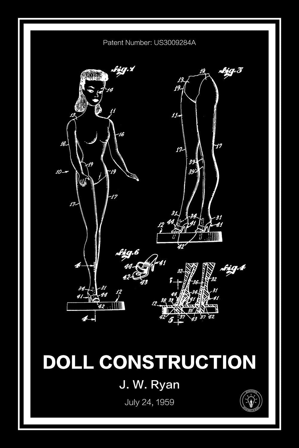 barbie patent print black A4 Photo Print