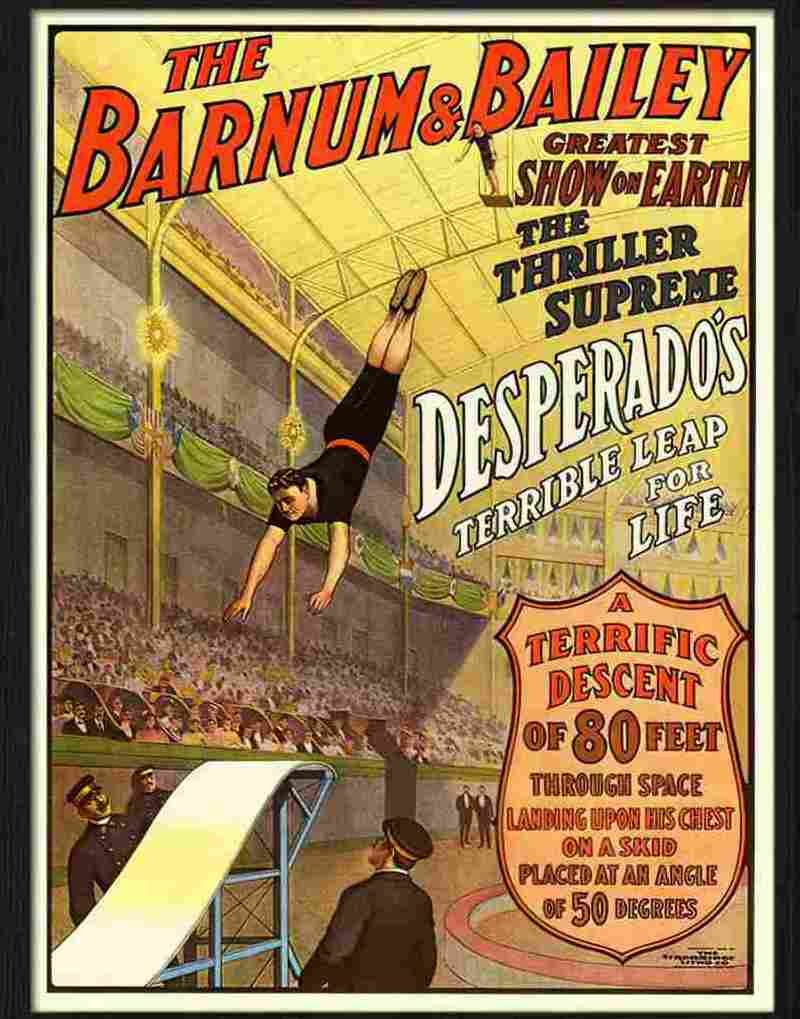 barnum bailey desperados 1909 circus poster Advert A4 Photo Print