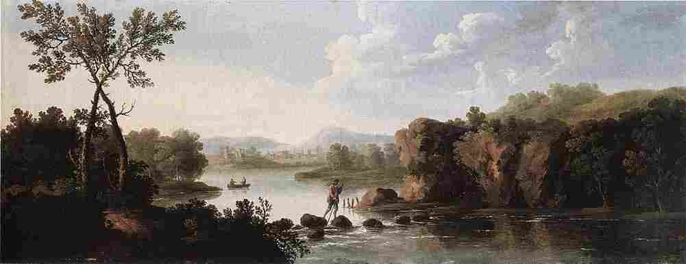 barr Landscape with Man Fording a Stream Art A4 Photo Print